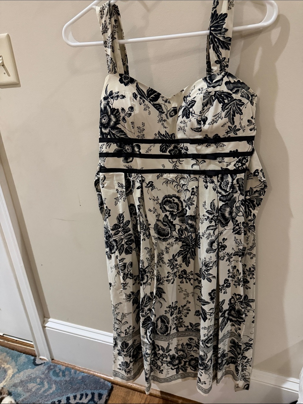 Kim Rogers Black Floral Midi Dress on Cream